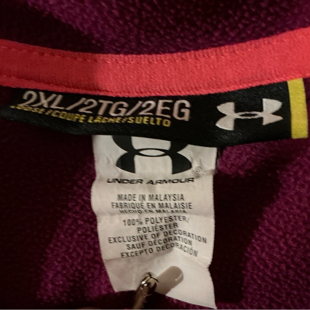Under Armour Women's Burgundy Hoodie with Orange Emblem - Picture 2 of 8